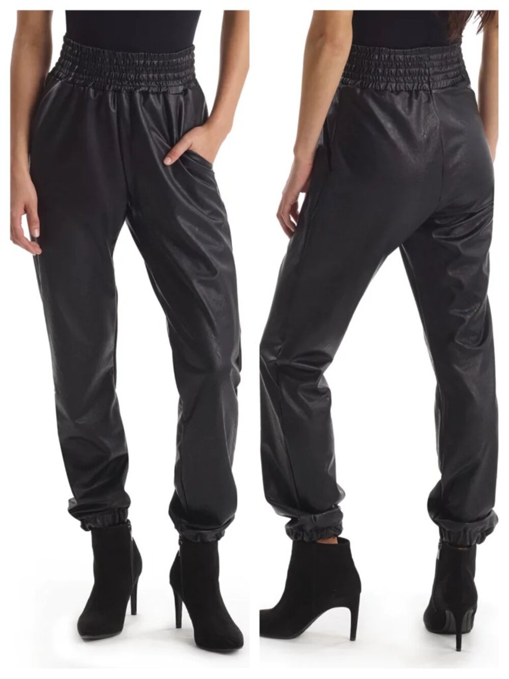 Commando Faux Leather Smocked Jogger XL Black